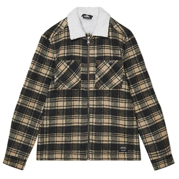 WeSC Jacket American Liam Plaid Sherpa Shacket Zip Up Flannel New w Tags - Picture 1 of 6